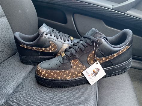 all black af1 with custom louis vuitton|lv air force 1 black.